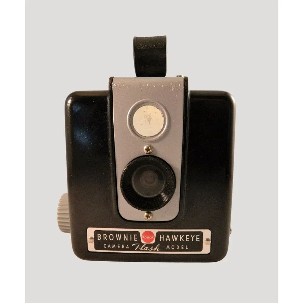 Vintage 1965 Kodak Brownie Hawkeye Camera Flash Model With Box Manual Untested